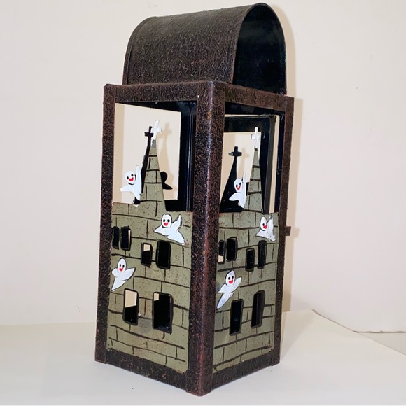 Halloween Haunted House Luminary Lantern Hand Painted...